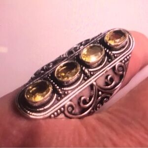 Citrine Stamped 925 Sterling Silver Ring